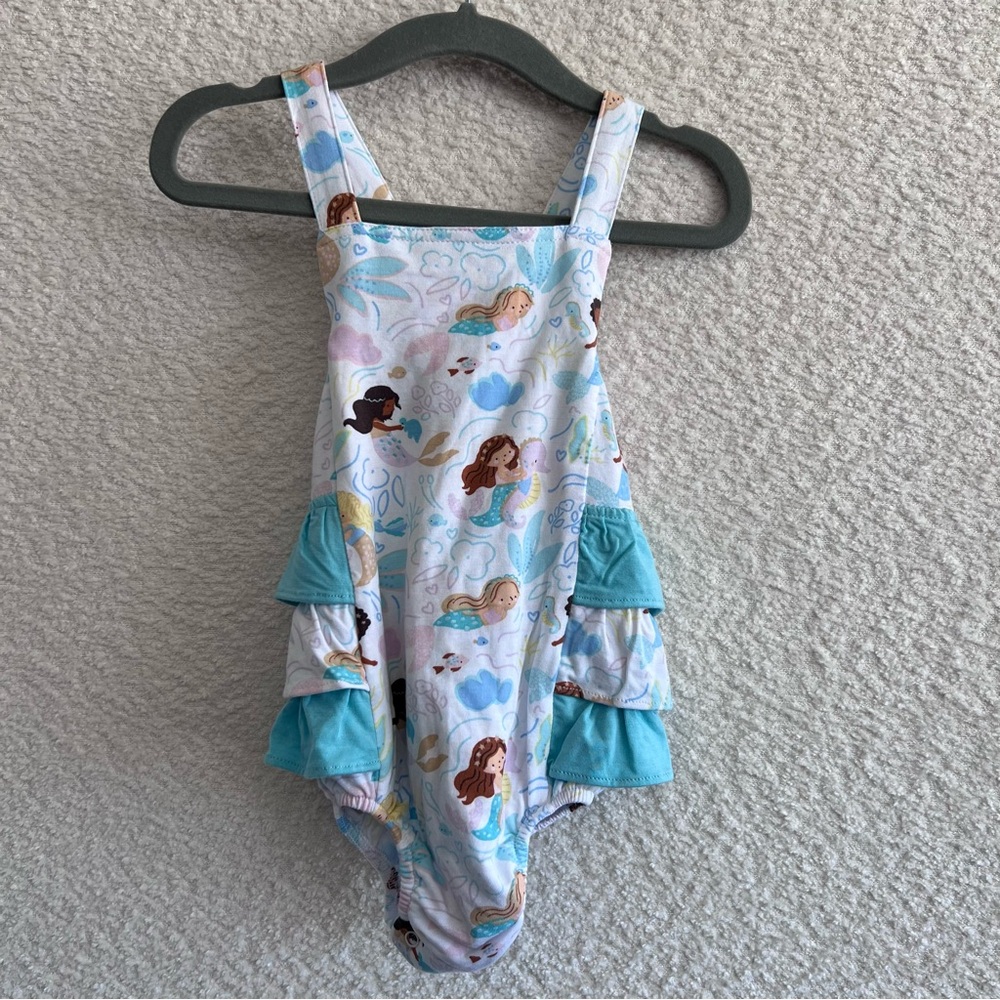 Angel Dear NWT Bubble Romper‎ Magical Mermaids Ruffle Bamboo Size 6-12 Months